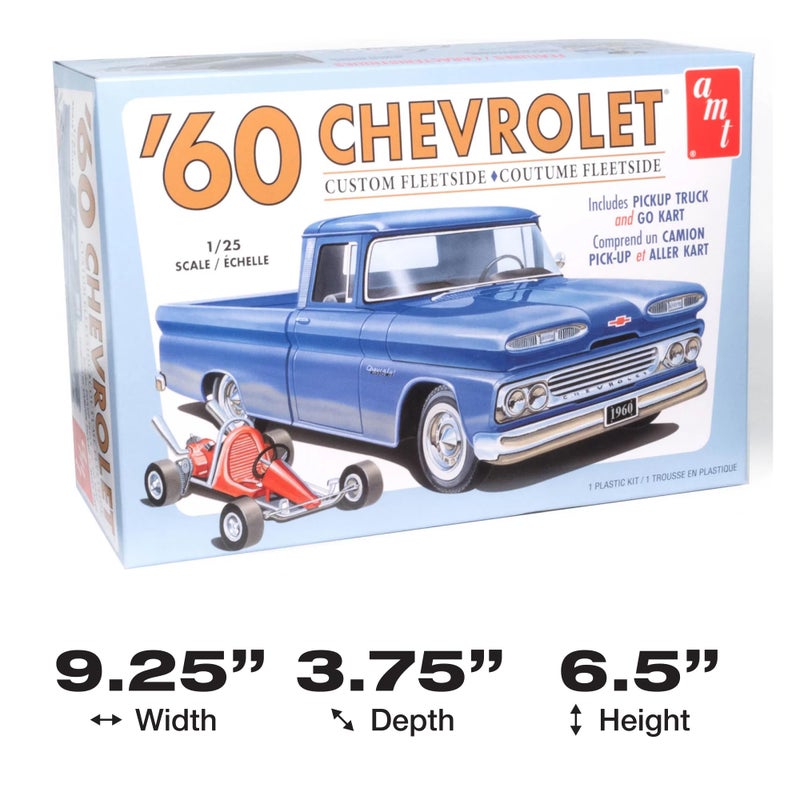 AMT 1960 Chevy Custom Fleetside Pickup w-Go Kart 1:25 Scale Model Kit - Image 5